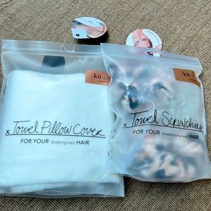 - Towel Pillow Cover white for wet hair  and scrunchies leopard print  kit…
B4